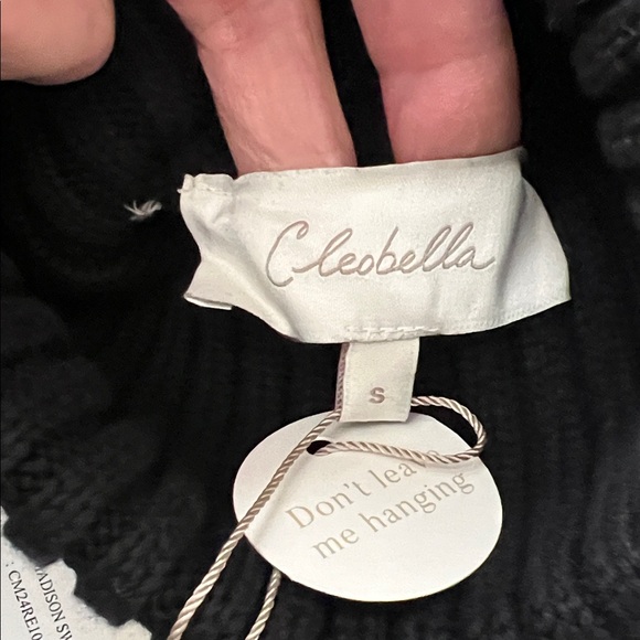 Cleobella Madison Turtleneck Sweater Black Ivory Chunky Knit Small Reg. $250 - Picture 7 of 12